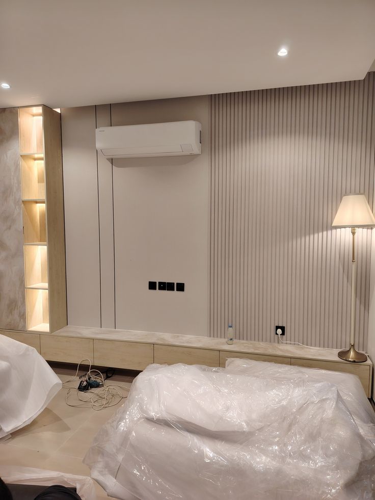 خلفية تلفاز بديل خشب حديثة لغرف المعيشة