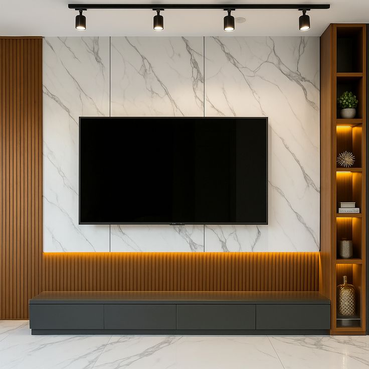 تصميم بديل خشب مع لمسات ذهبية لغرفة صالون